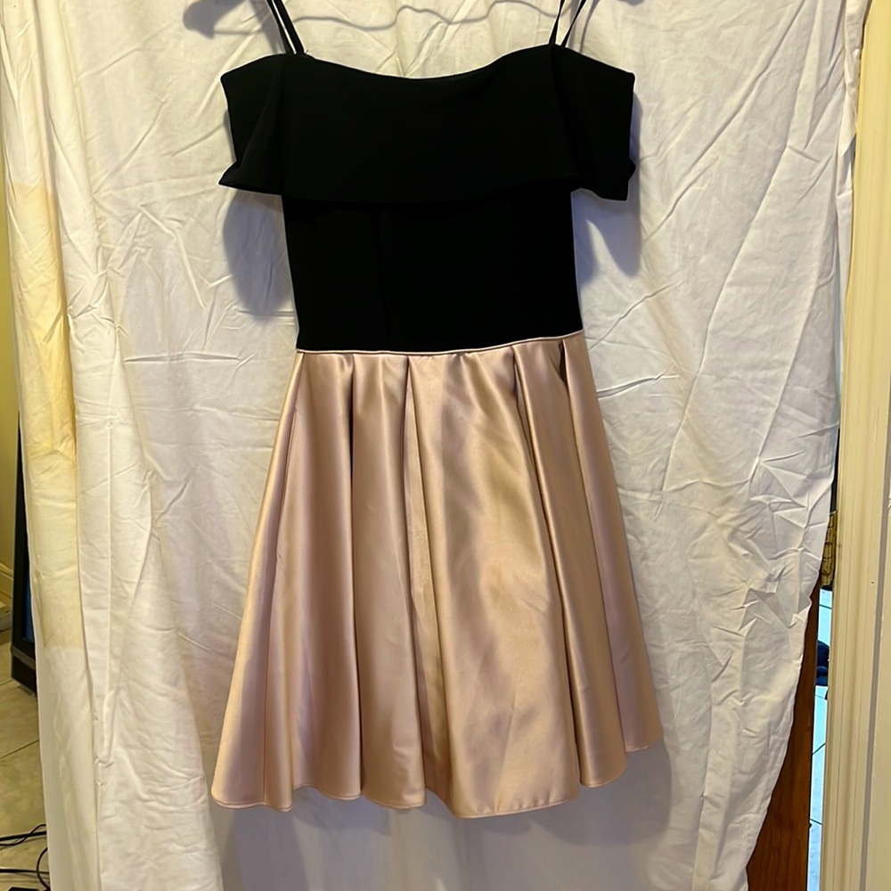 Off the shoulder a line. satin skirt dress. Betsy and Adam. Size 2